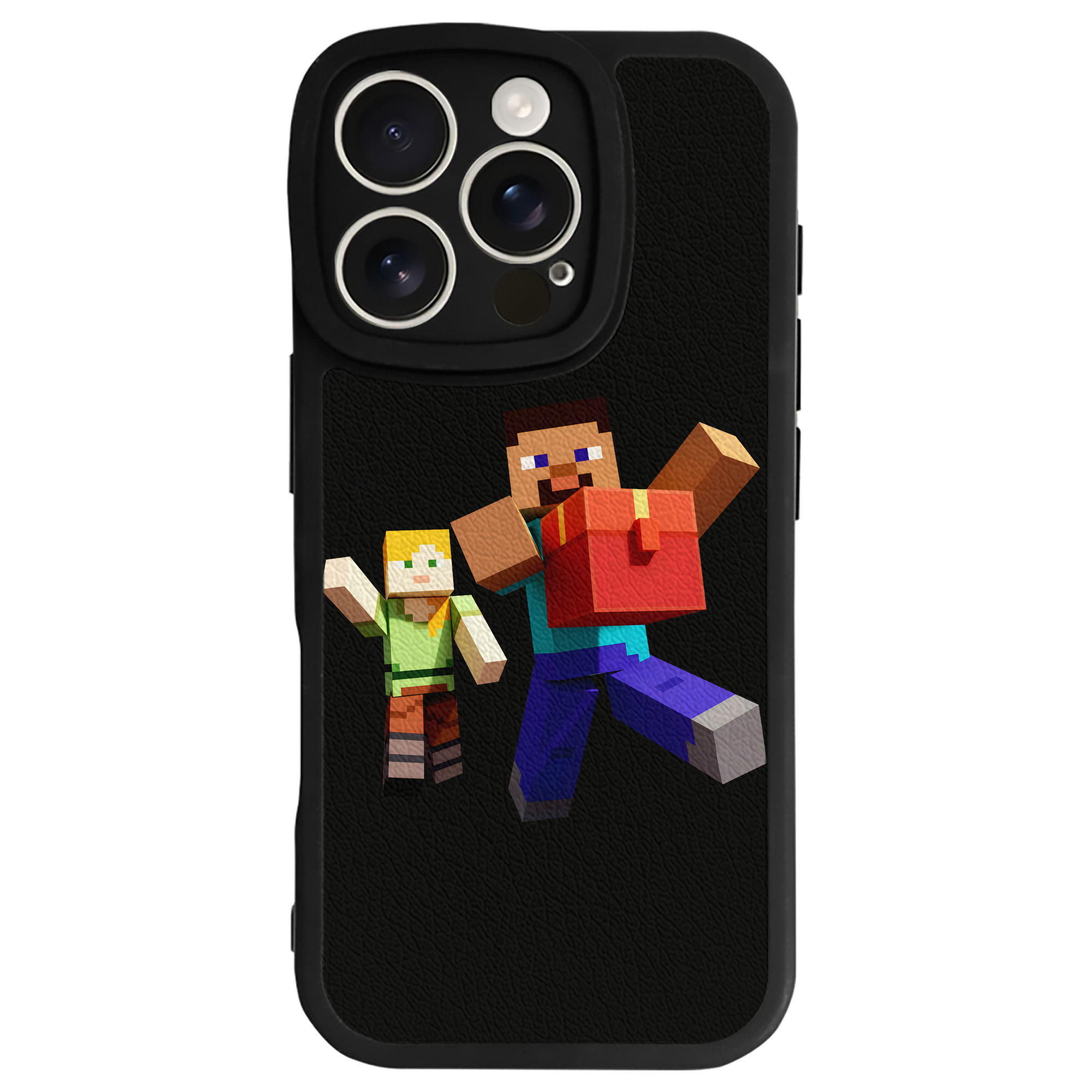 （画像用） マインクラフト ブロックの世界 Minecraft MC Block world 【iPhone 16シリーズ対応】シリコンスマホケース（レザー調） 材質：シリコン